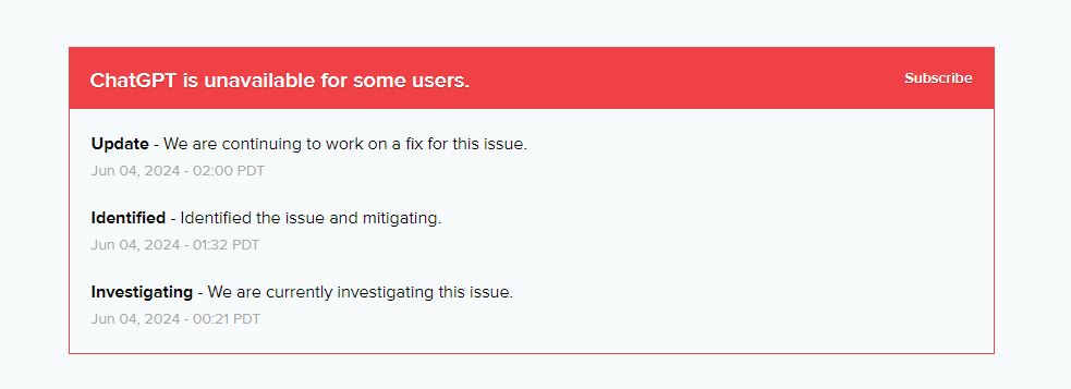 ChatGPT down - Figure 1