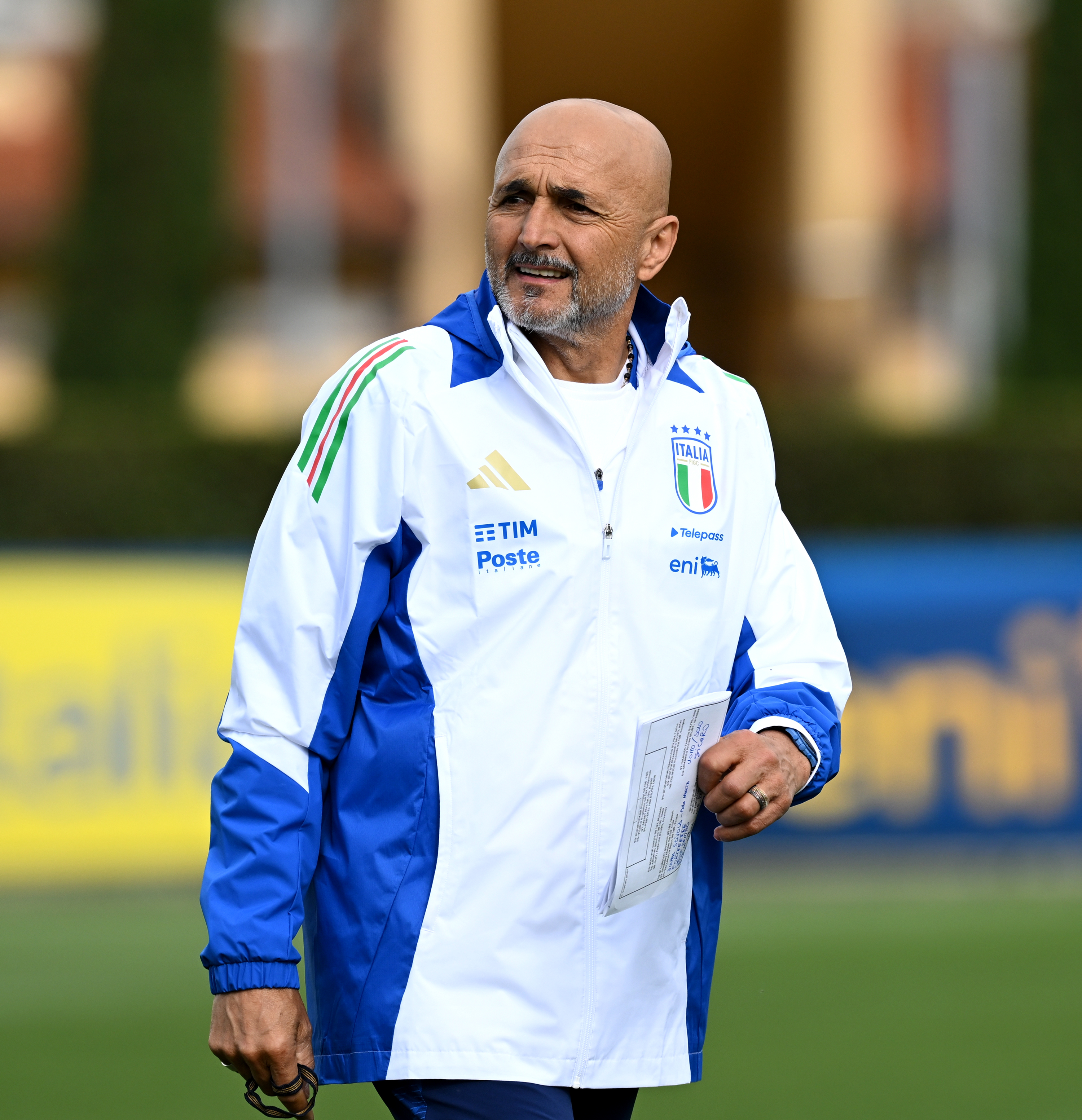 FLORENCE, ITALY - JUNE 01: Head coach of Italy Luciano Spalletti looks on during an Italy training session at Centro Tecnico Federale di Coverciano on June 01, 2024 in Florence, Italy. (Photo by Claudio Villa/Getty Images)