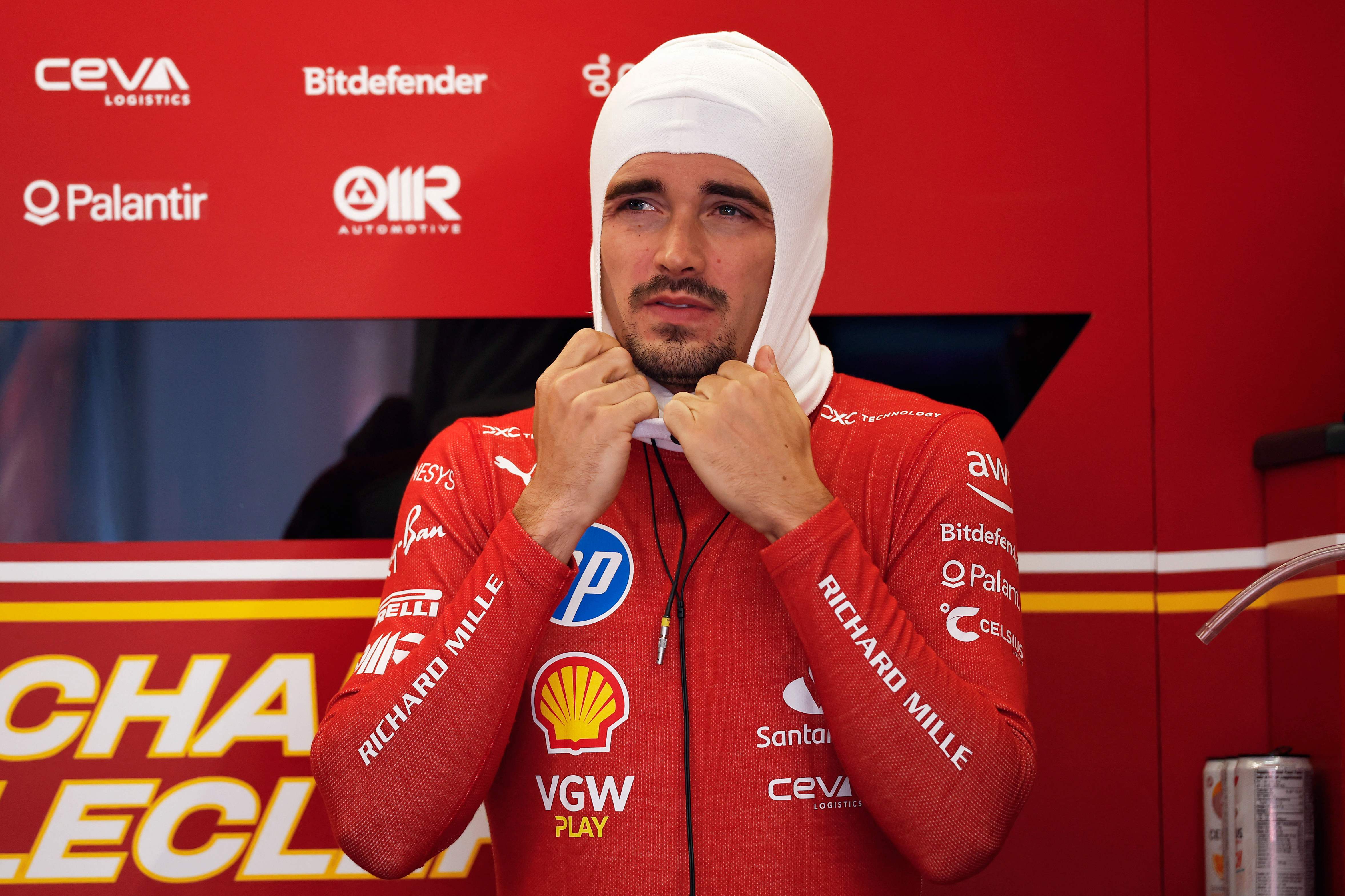 MONTREAL, QUEBEC - JUNE 08: Charles Leclerc of Monaco and Ferrari prepares to drive in the garage during final practice ahead of the F1 Grand Prix of Canada at Circuit Gilles Villeneuve on June 08, 2024 in Montreal, Quebec.   Chris Graythen/Getty Images/AFP (Photo by Chris Graythen / GETTY IMAGES NORTH AMERICA / Getty Images via AFP)