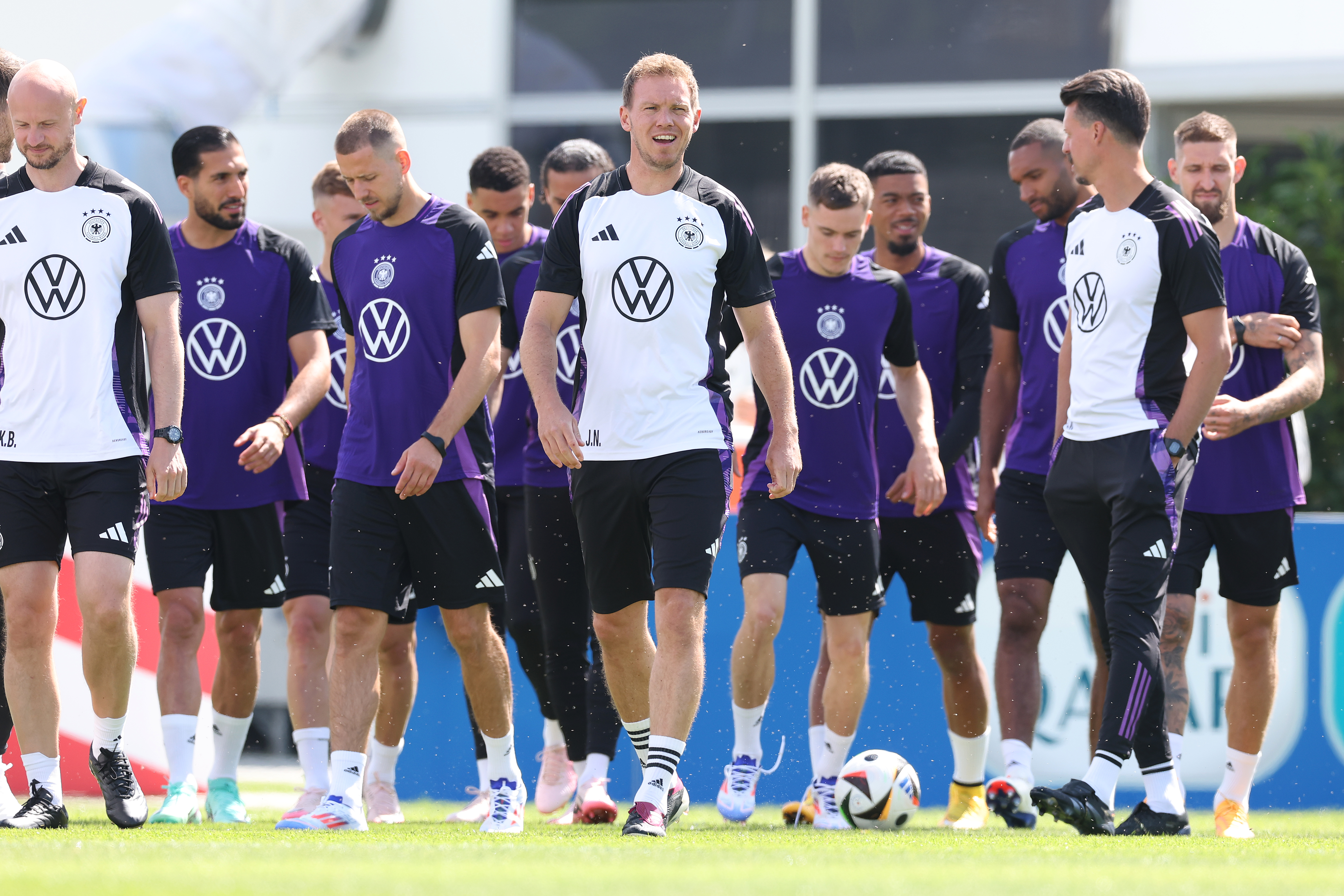 HERZOGENAURACH, GERMANY - JUNE 13: Julian Nagelsmann, head coach of Germany looks on during a training session at Herzo-Base on June 13, 2024 in Herzogenaurach, Germany. (Photo by Alexander Hassenstein/Getty Images)