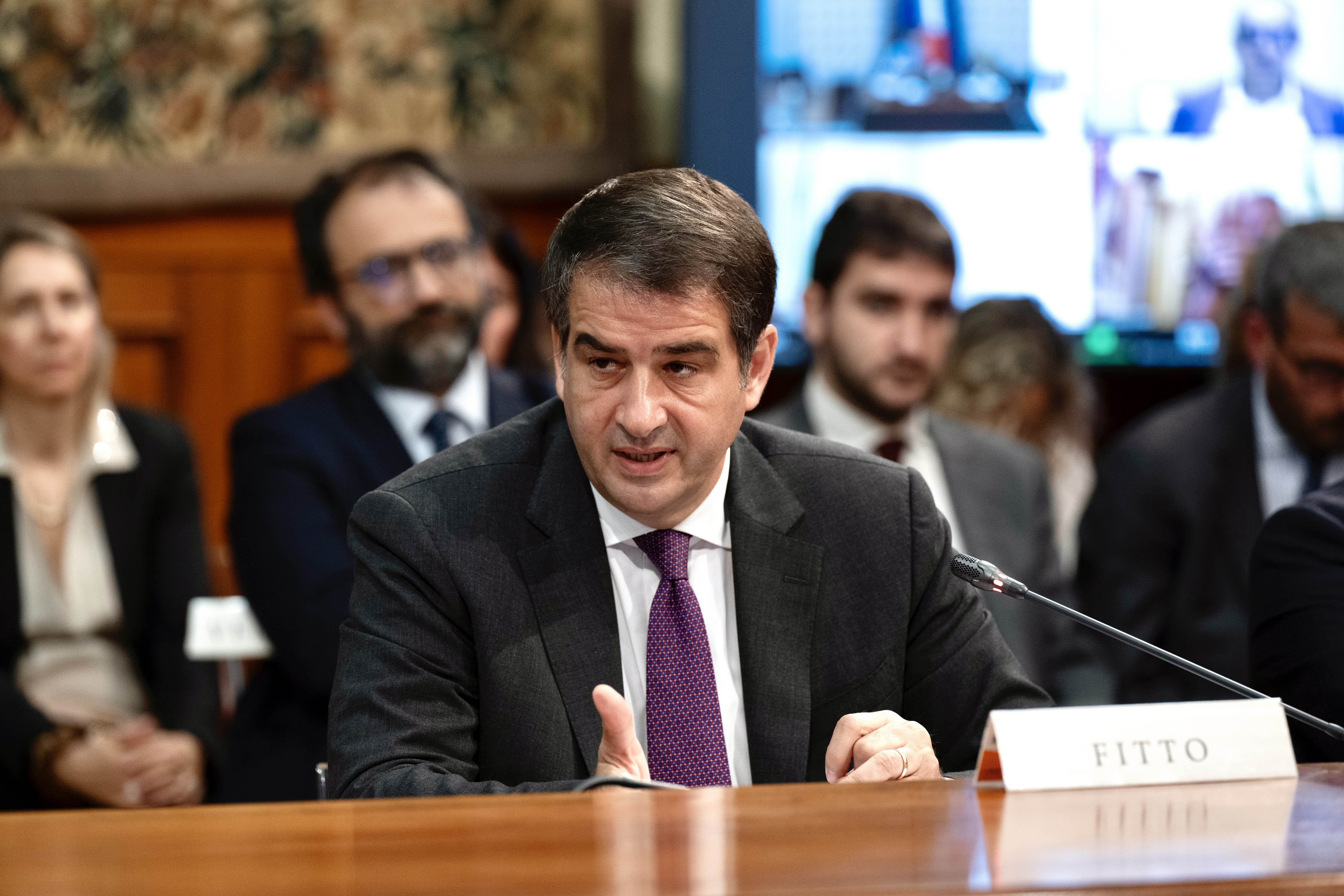 RAFFAELE FITTO MINISTRO AFFARI EUROPEI - IL PRESIDENTE MELONI PRESIEDE LA CABINA DI REGIA PNRR  - fotografo: IMAGOECONOMICA VIA QUIRINALE