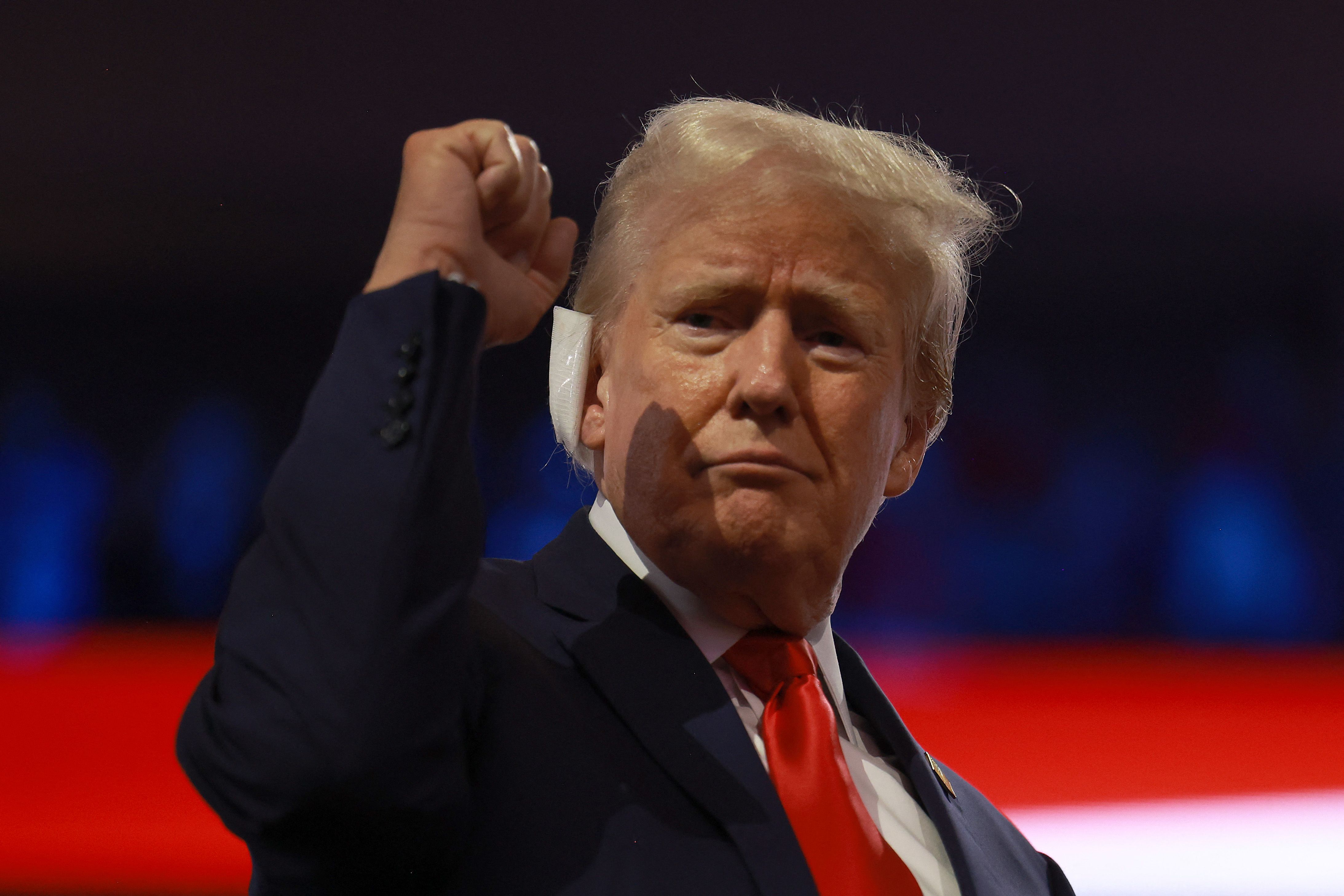 MILWAUKEE, WISCONSIN - JULY 15: Republican presidential candidate, former U.S. President Donald Trump attends the first day of the Republican National Convention at the Fiserv Forum on July 15, 2024 in Milwaukee, Wisconsin. Delegates, politicians, and the Republican faithful are in Milwaukee for the annual convention, concluding with former President Donald Trump accepting his party's presidential nomination. The RNC takes place from July 15-18.   Joe Raedle/Getty Images/AFP (Photo by JOE RAEDLE / GETTY IMAGES NORTH AMERICA / Getty Images via AFP)