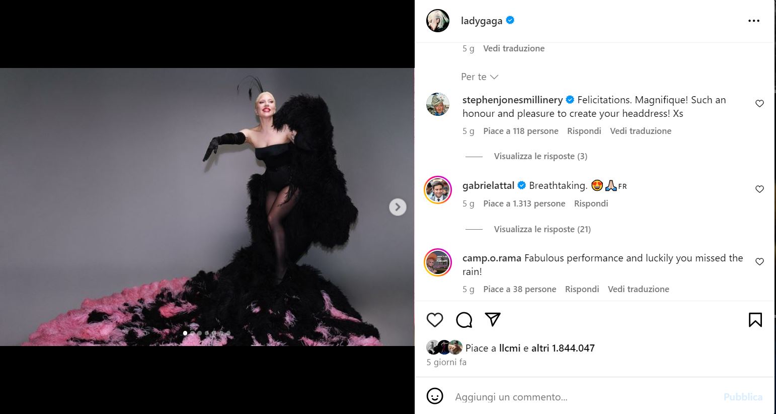 Gli abiti di Céline Dion, Lady Gaga e delle star della serata inaugurale dei Giochi in mostra da Dior a Parigi