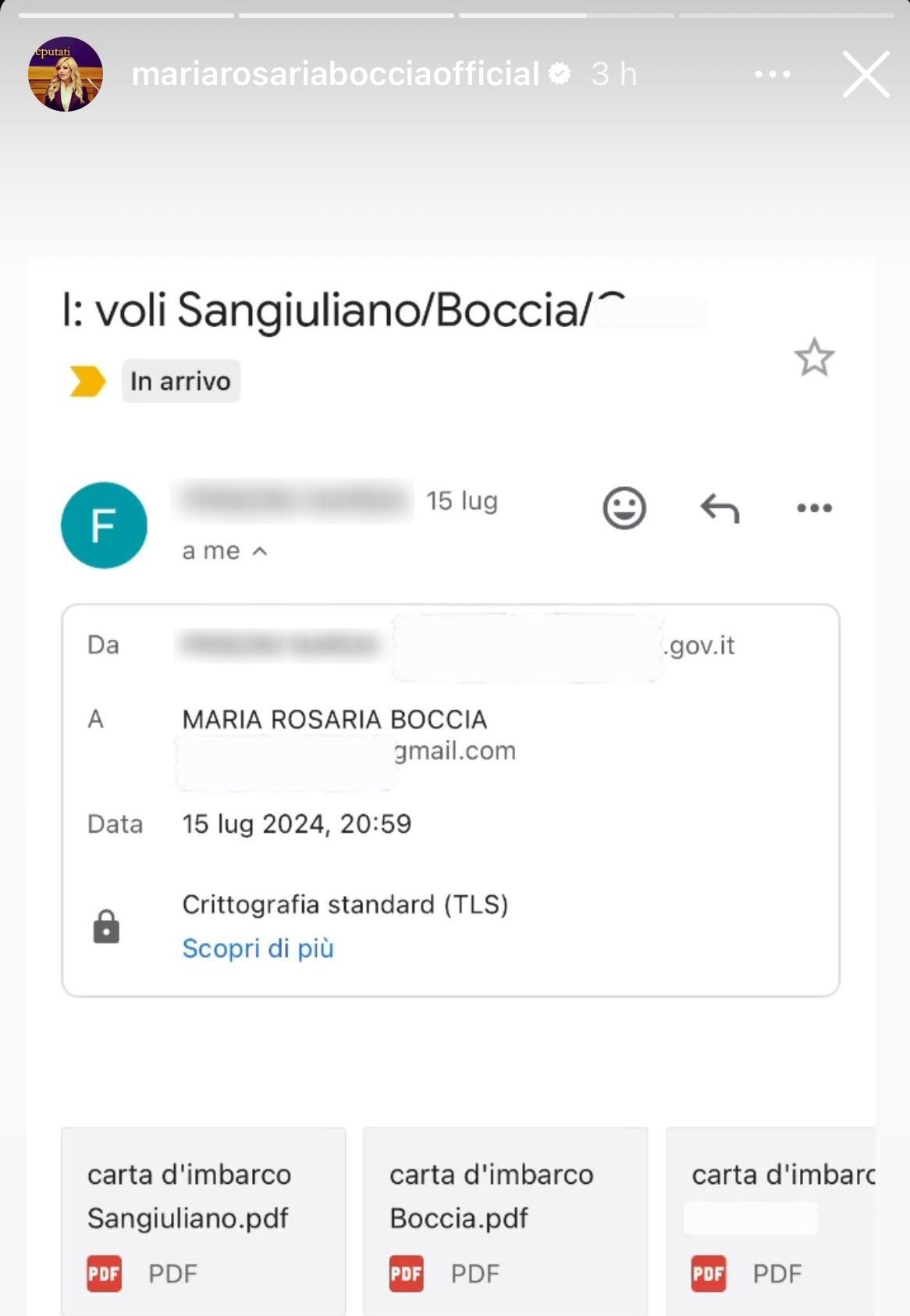 Boccia, le stories su Instagram contro Sangiuliano
