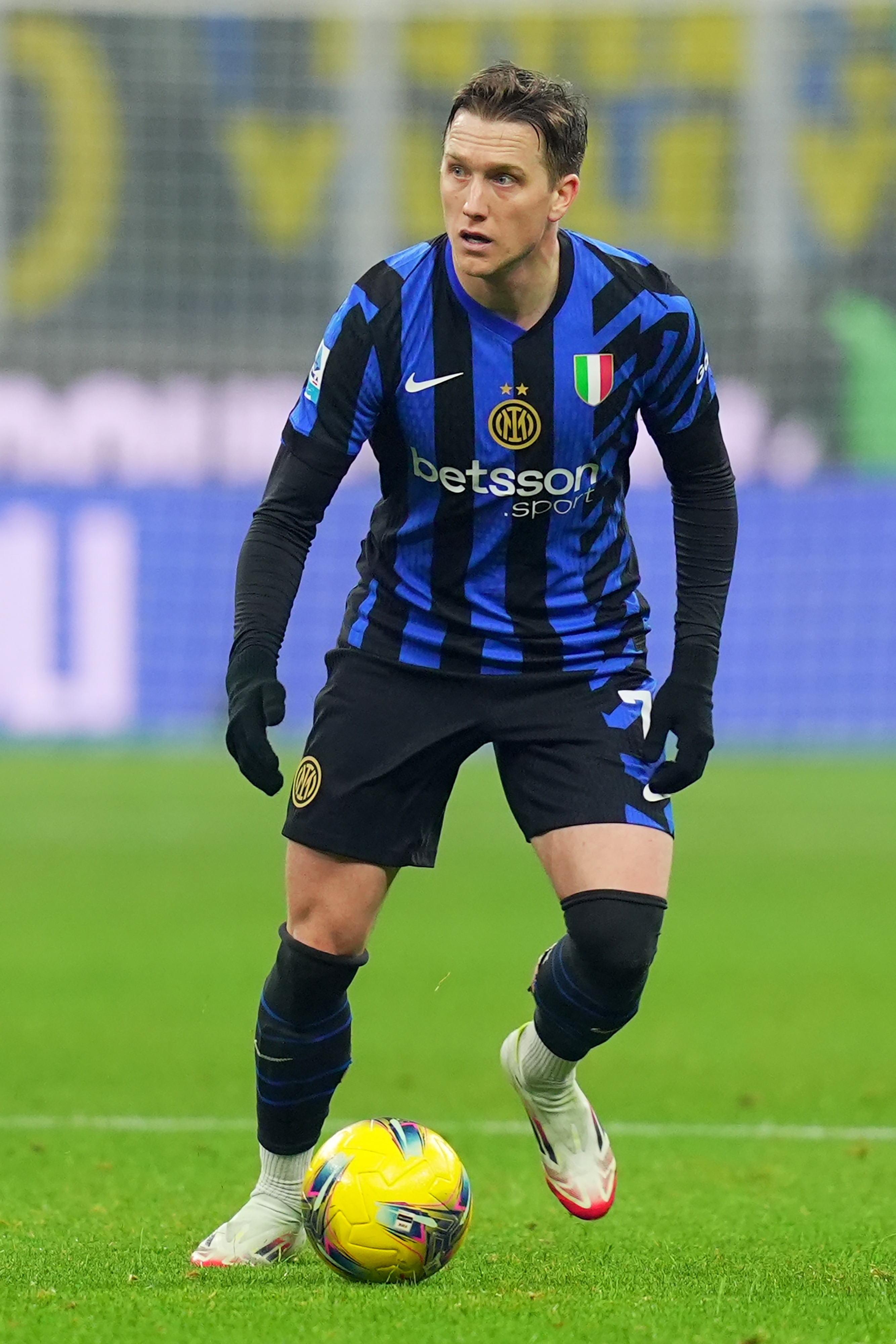 Inter Milan's Piotr Zielinski during the Serie A soccer match between Inter and Bologna at San Siro  Stadium in Milan  , North Italy -  , Wednesday January 15 , 2025 . Sport - Soccer . (Photo by Spada/LaPresse)