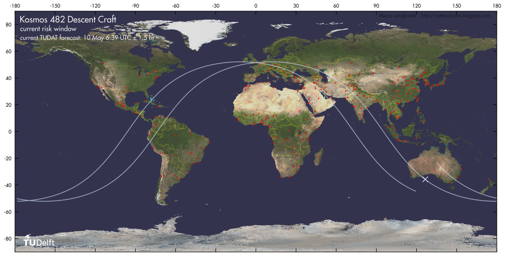 The Kosmos 482 Soviet probe precipitated on Earth
