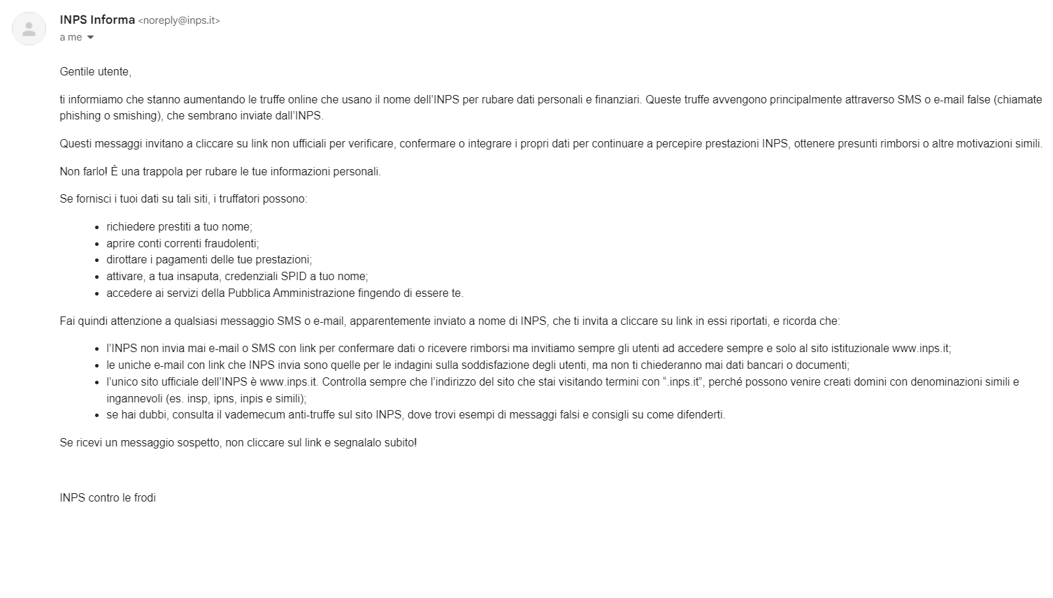 Online scams, the Phishing (and Smishing) emergency continues: the INPS warns users via email