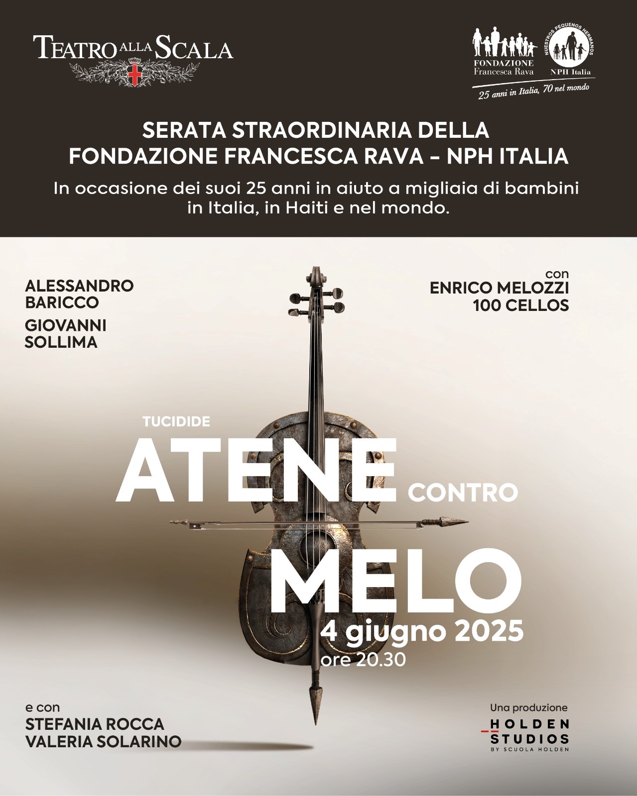 Rava Foundation, 25 years old to help minors and fragile women. Charity evening with Baricco and Sollima on June 4 at the Milan Scala