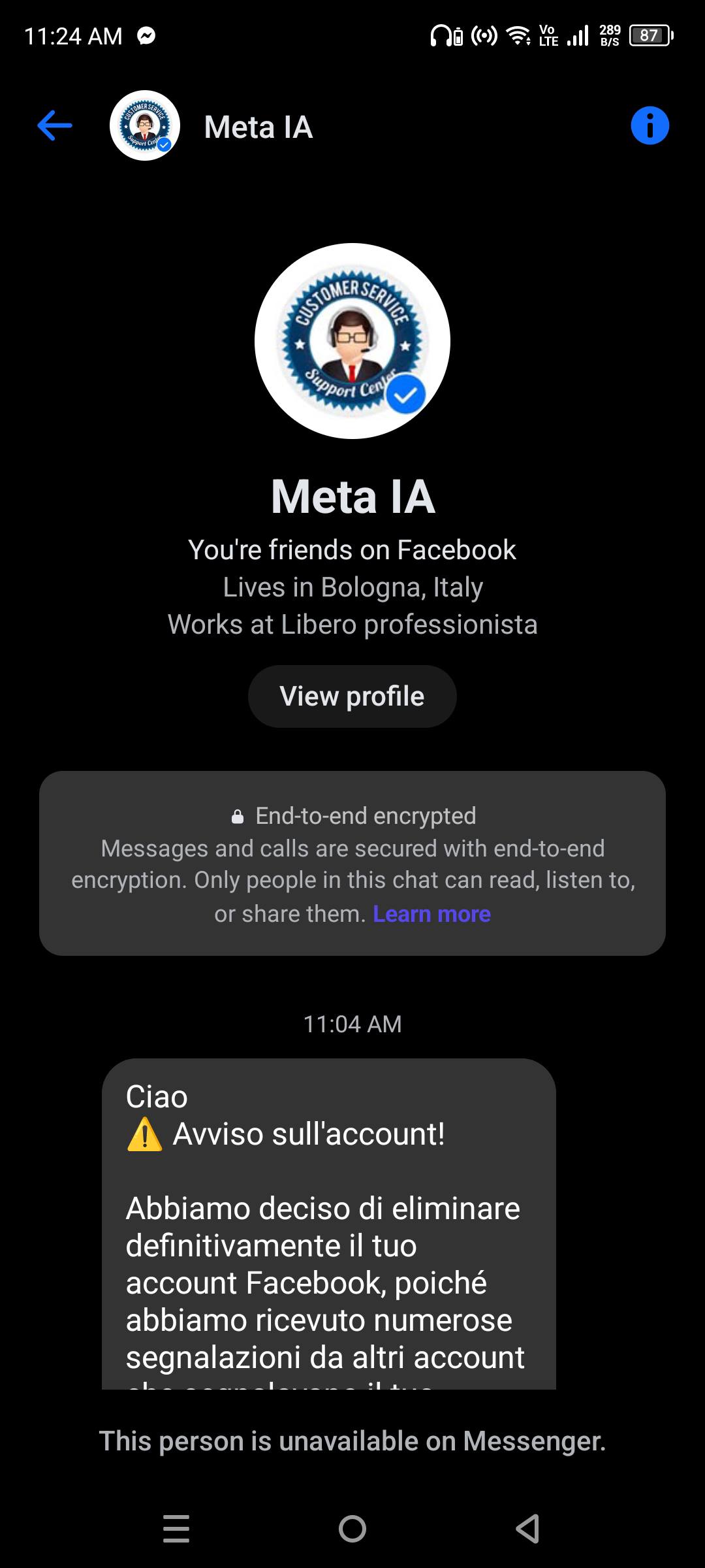 « We decided to definitively eliminate your Facebook account », watch out for phishing!