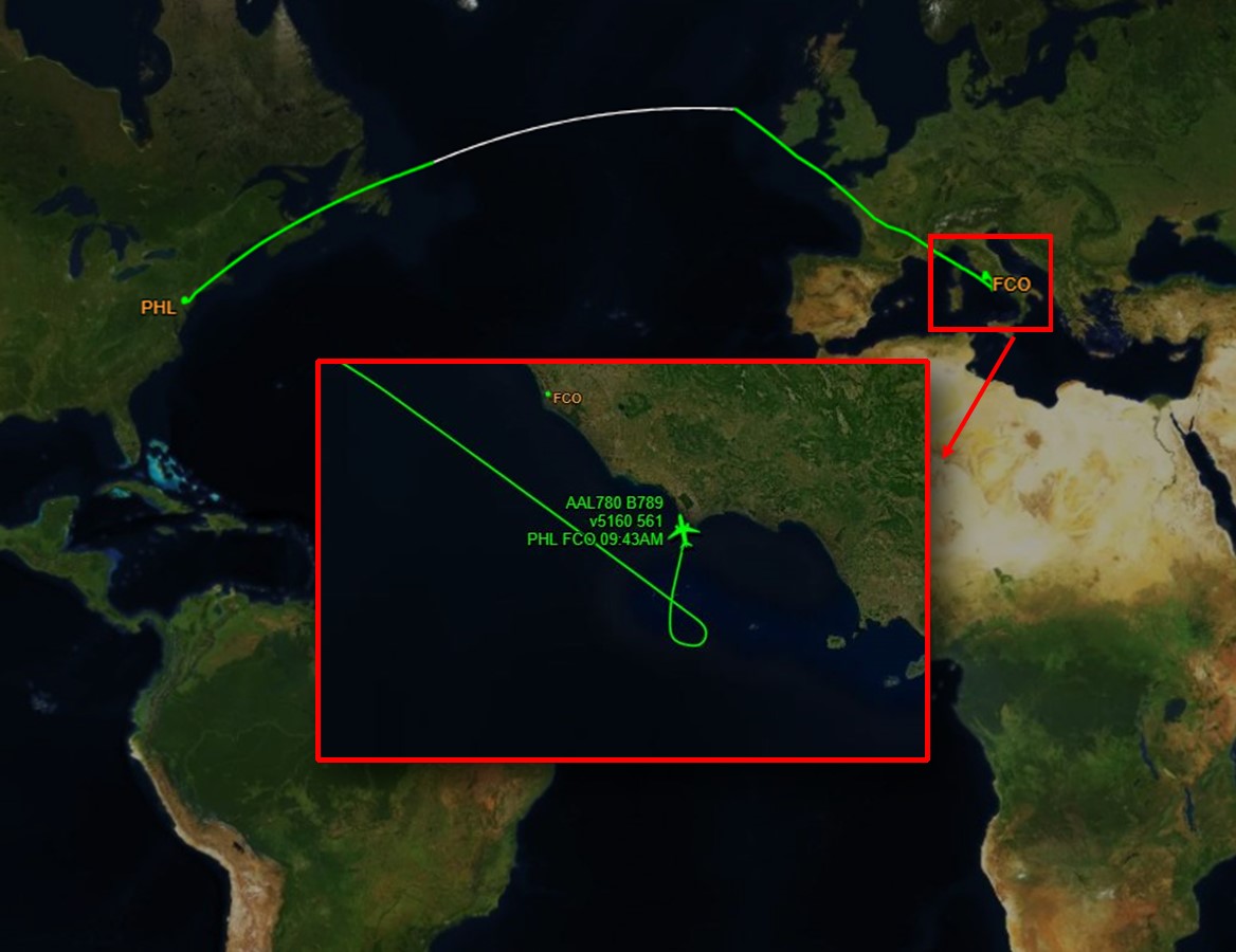 American Airlines « wrong » plane and the Philadelphy-Napoli flight is diverted to Rome