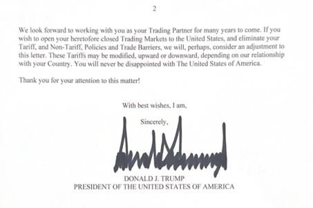 Dazi, la lettera di Trump all’Ue: tariffe al 30% dal 1° agosto