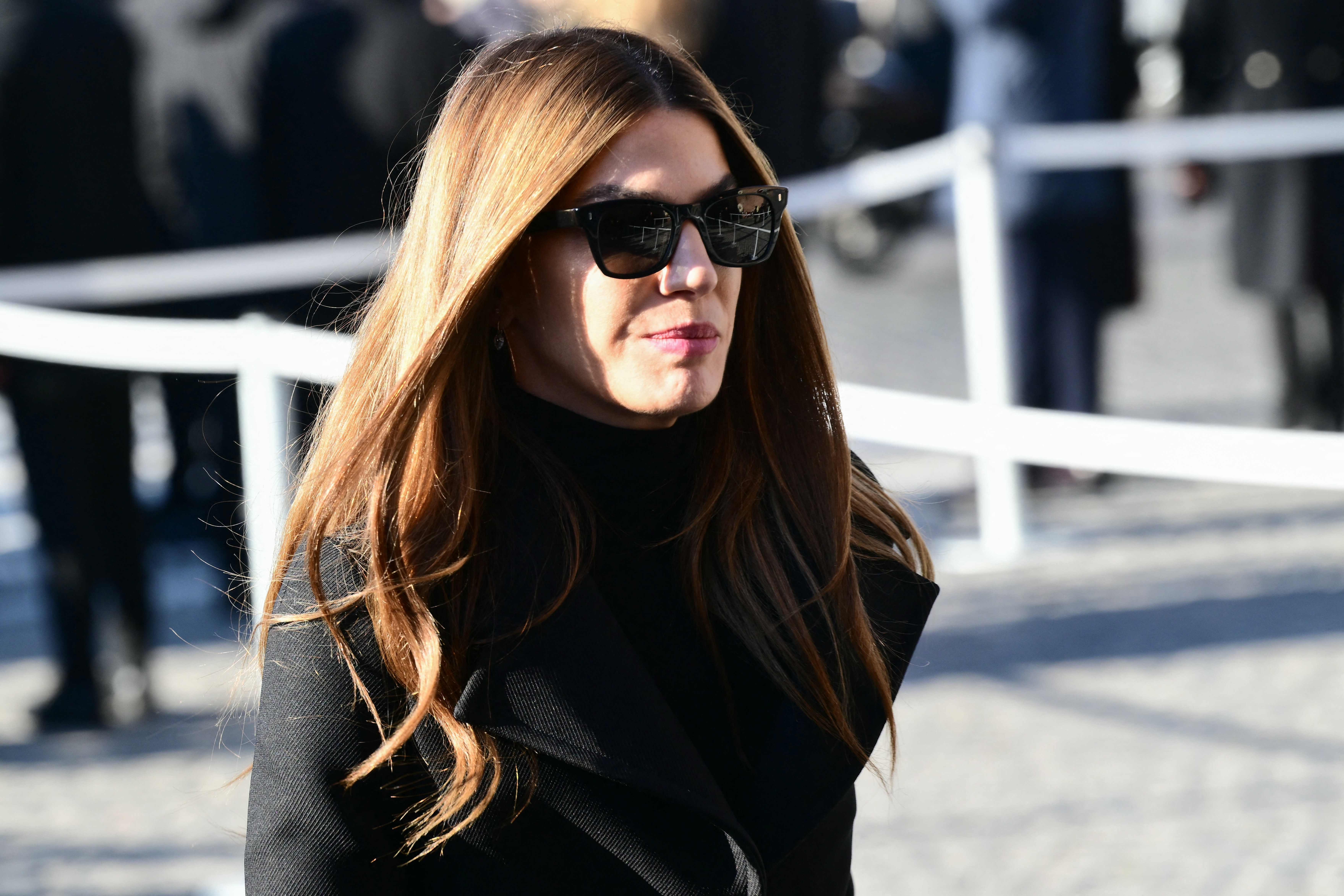 Italian model and actress Bianca Brandolini d'Adda arrives at the funeral ceremony for the late Italian fashion designer Valentino Gavarani at the Basilic of Santa Maria degli Angeli e dei Martiri, in Rome on January 23, 2026. (Photo by Stefano RE...